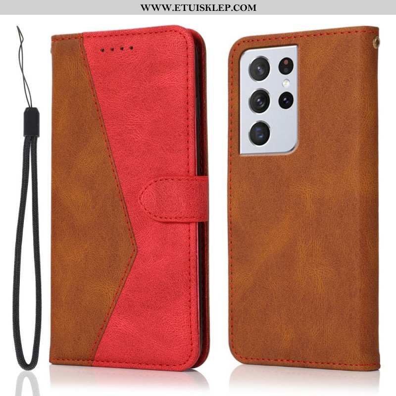 Etui Folio do Samsung Galaxy S21 Ultra 5G Dwukolorowa Trójkątna Sztuczna Skóra